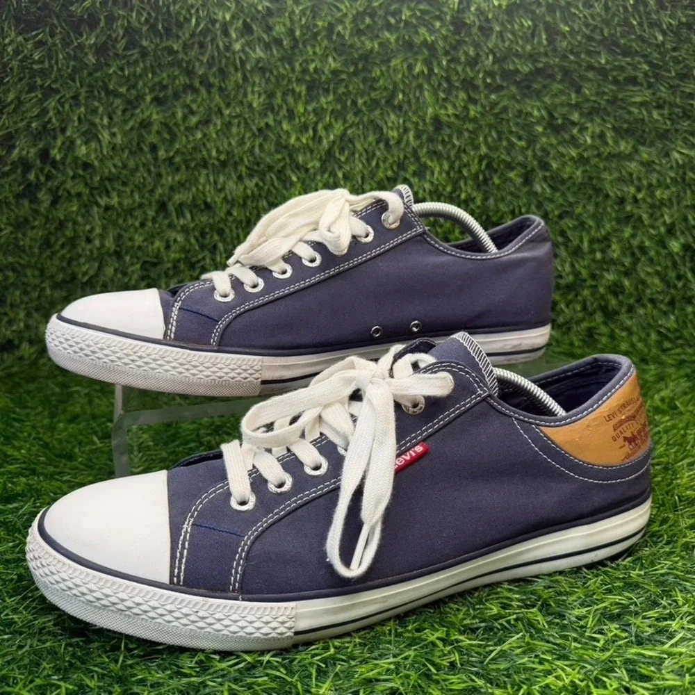 Levi's Canvas Sneaker Mens 13 Navy Blue Low Top Lace Up 719717-MENS Casual Shoes